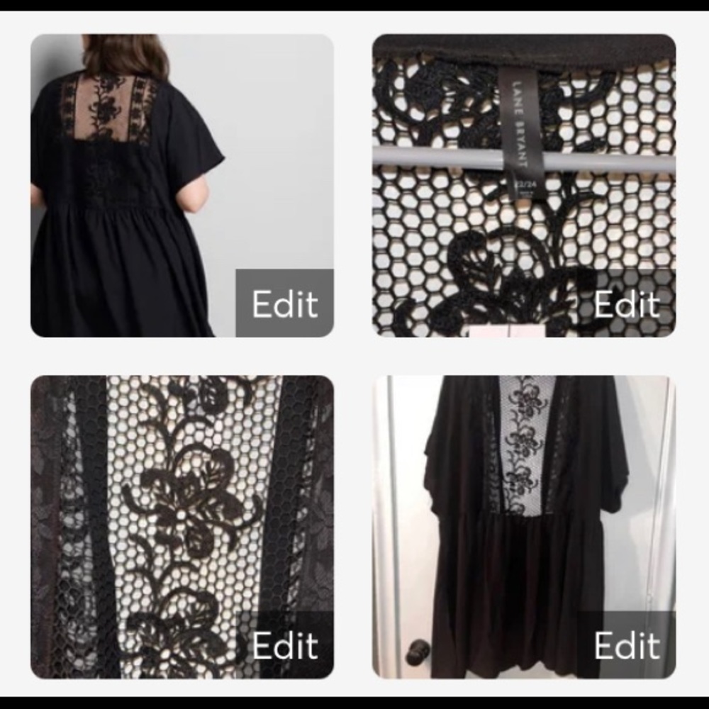 Lane Bryant Black Kimono Crochet Detail